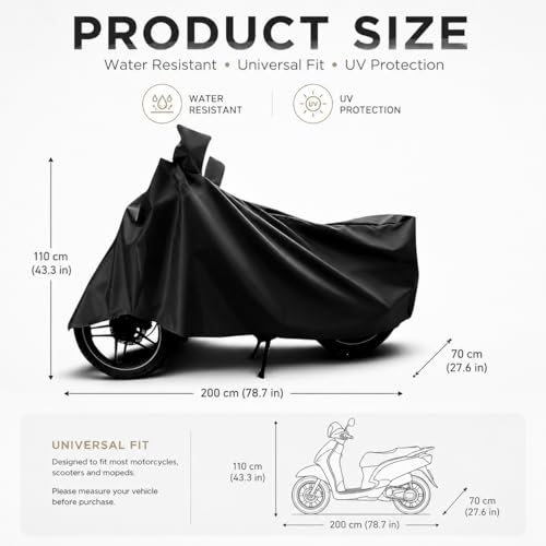 Image of Sulfar Water Resistant Universal Bike Cover UV Protection & Dustproof Bike Body Cover for Royal Enfield Bullet Bike (Black)