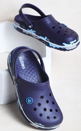 Image of KOBURG Lite Men's Super Stylish Clogs | Casual Walking Clogs | Sandals with Adjustable Back Strap for Men | Comfortable & Light Weight | Stylish & Anti-Skid | Waterproof | Gents /Boys KF-414