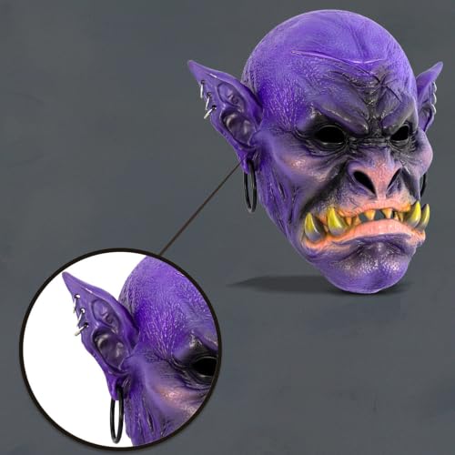 Purple Halloween Costume Mask 3D Ugly Funny Full Face Dress-Up Headpiece - image 7