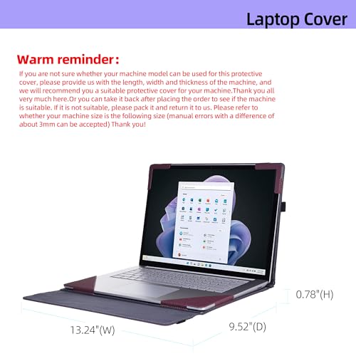 Funda para Surface Laptop 15 Pulgadas Cuero PU Rojo Vino miniatura 3