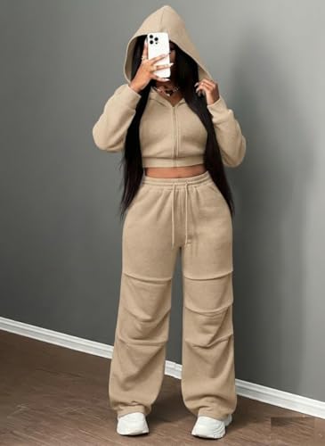 Image of Q - RIOUS Women's Baggy Mid Waisted Lounge Sweat Pants with Drawstring Athletic Flared Joggers with Pockets