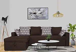 Adorn India Straight Line 5 Seater Corner Cum Bed Rhombus Left Hand Side (Brown)