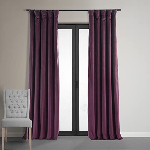 HPD Half Price Drapes Signature Velvet Thermal Blackout Curtains for Living Room 108 Inch Long (1 Panel) Rod Pocket Insulated Blackout Curtains for Bedroom Window Curtains, 50W x 108L, Cabernet