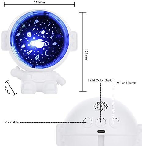 Homealexa Star Projector, Astronaut Star Light Projecter, Night Light Projector 360 Degree Rotating with Musics, 3 Films Spaces, Starry Sky & Ocean, 4 Lighting Modes, Projector Light Kids Gifts