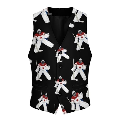 Ice Hockey Goalkeeper Formal Suit Vest for Men Waistcoat Printing Business Casual Dress for Tuxedo3