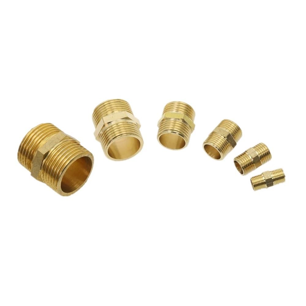 Brass Pipe Hex Nipple Fitting Quick Adapter 1/8" 1/4" 3/8" 1/2" 3/4" 1" Male Thread Water, oil and gas Connector NWPNLXEA(2")