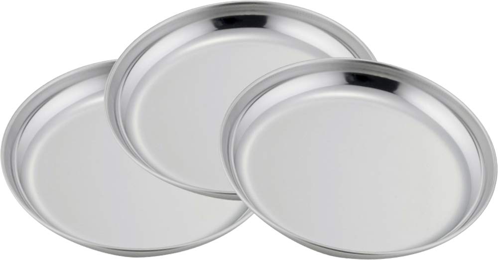 Shimomura Planning 41643 Tray Preparing Bat, Round, 3 Pieces, Made in Japan, 6.3 inches (16 cm), Dishwasher Safe, Small Divided Dish, Outdoor Dish, Tsubamesanjo, Stainless Steel, Tsubamesanjo