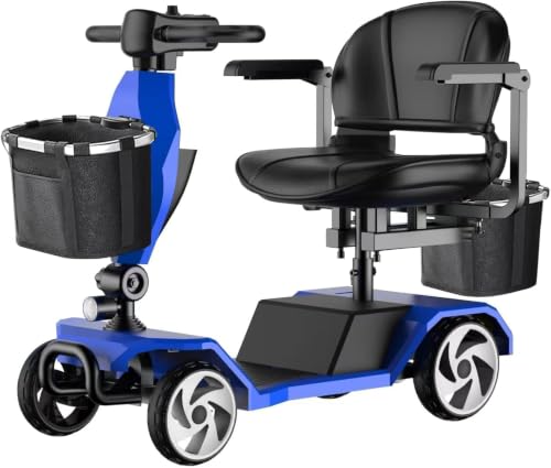 Image of 20A &32 Miles Electric Mobility Scooter for Adults, Elderly. Wheelchair Device for Travel. Capacity 350 lbs, 350W Mobility Scooters for Seniors with Removable Battery and Two Baskets (Y3-BLUE2)