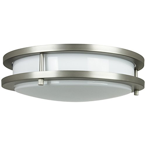 Sunlite 45575-SU 14 Inch Energy Saving Decorative Band Trim Ceiling Fixture Satin Nickel Finish with Alabaster Like Lense