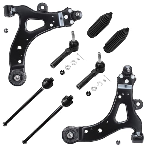 Image of Detroit Axle - 8pc Front End Suspension Kit for Chevrolet Uplander Buick Rendezvous Terraza Pontiac Montana Aztek Saturn Relay, 2 Lower Control Arms w /Ball Joint 4 Tie Rods 2 Boots Replacement