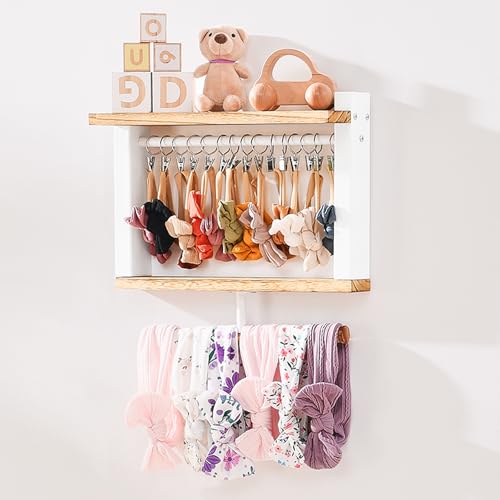 Image of Poyilooo Headband Holder Bows Organizer for Girls Hair Bows & Accessories Storage Wall Hanging Organizer for Toddler & Baby Girl Nursery Room Decor