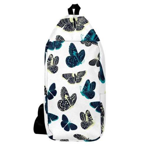 Sac à dos à bandoulière motif papillon jaune et bleu petit sac poitrine croisé mixte