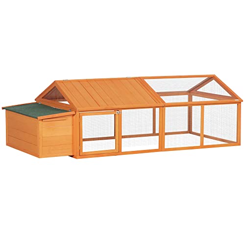 PawHut Grand poulailler XXL 240cm en Bois pour 4-8 Poules - Cage à Poules Design Moderne à 2 Zones avec Double nichoir - Toit ouvrant, Porte verrouillable, 240 x 112,5...