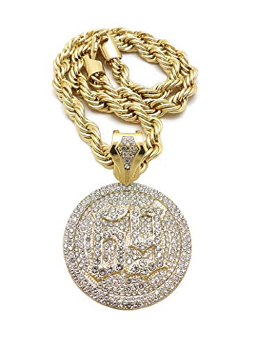Men's Iced Hip Hop TEKASHI 69 Medallion CZ Pendant & 8mm 24