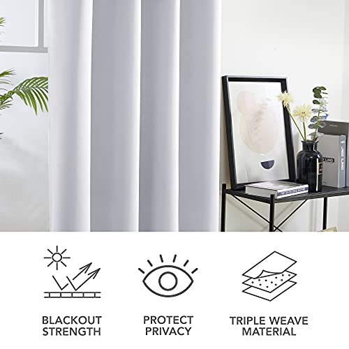 Image of Deconovo Blackout Curtains Kids Bedroom Eyelet Curtains Thermal Insulated Curtains for Nursery 52 inchx 84 inch Silver White 1 Panel