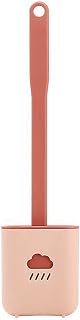 Deep Cleaner Silicone Toilet Brushes with No-Slip Long Plastic Handle and Flexible Bristles with Hook No Drilling Toilet Brush Quick Drying Holder Set for Bathroom