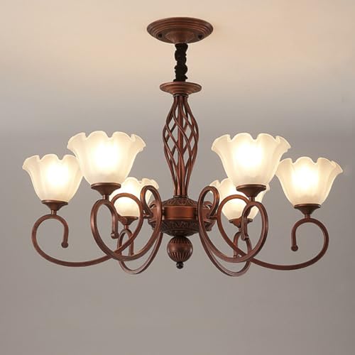 Lustre en verre de fer MOCHAMIK rétro chic 5 têtes