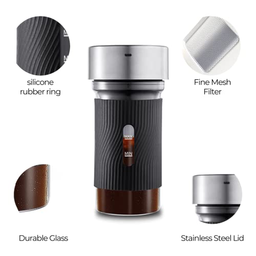 Wancle Cold Brew Coffee Maker Electric Coffee Machine, Coldbrew Coffee Tumbler Single-Serve Coffee Brewer For Camping Traveling Home Office Fitness, Durable Glass Carafe, Easy To Use & Clean #TOP2