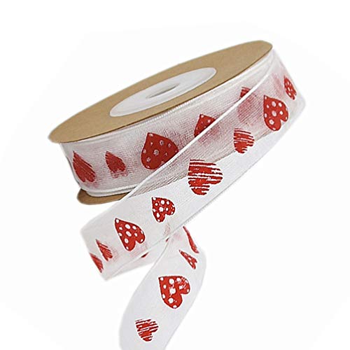 Minkissy 1 Roll of 10M Valentines Day Gift Ribbons Heart Printed Ribbon for Wedding Valentines Day Gift Wrapping DIY Crafts (Pattern 6) - Image 3