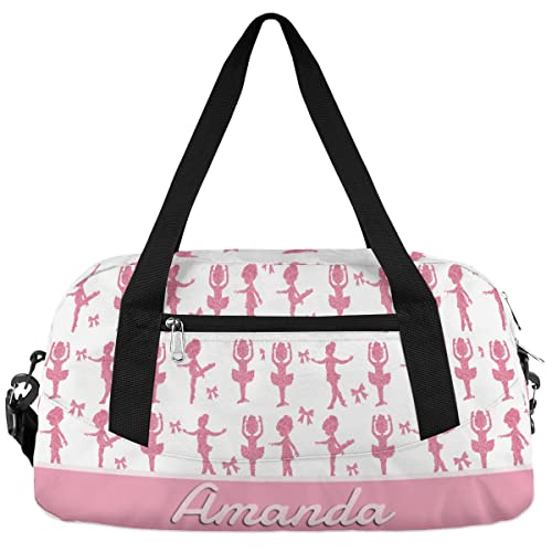 Custom Kids Duffel Overnight Dance Bag for Girls Personalized Dance Duffle Bag for Women Girls- Pink Silhouettes