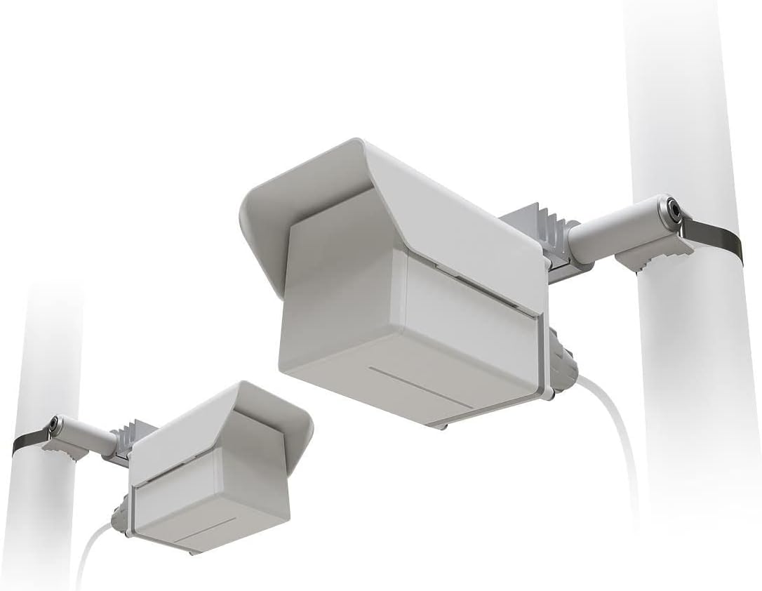 Two MikroTik Cube Pro devices mounted on poles