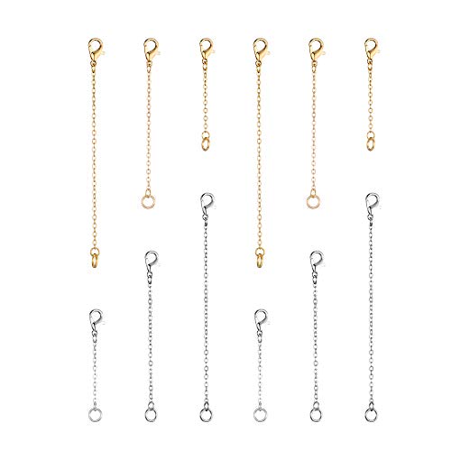 Softones 12-18Pcs Ankle Bracelets Extenders-Extension for Womens Jewelry(1 2 3 Inch),with Lobster Clasp and O-Clasp from Gold Silver Rose Gold