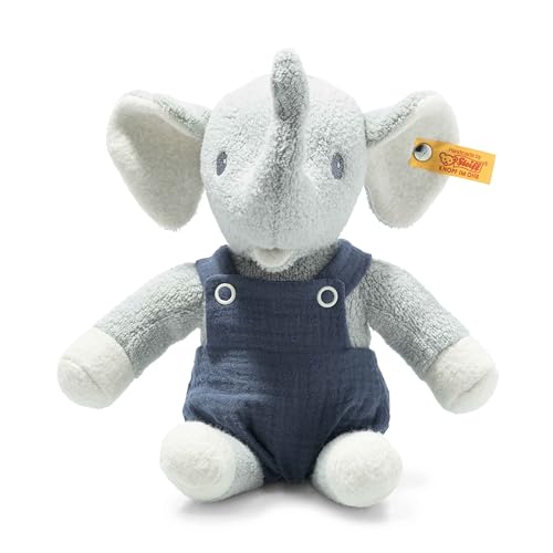 Steiff cuddly toy Eliot elephant, cute stuffed animal, boys, girls & babies from 0 months, plush toy 26 cm, light grey, 242403