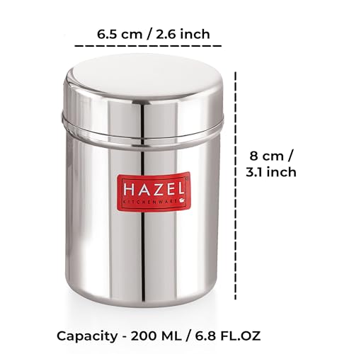 Image of HAZEL Stainless Steel Container | Kitchen Air Tight Storage Dabba Container, 200 ML,Silver