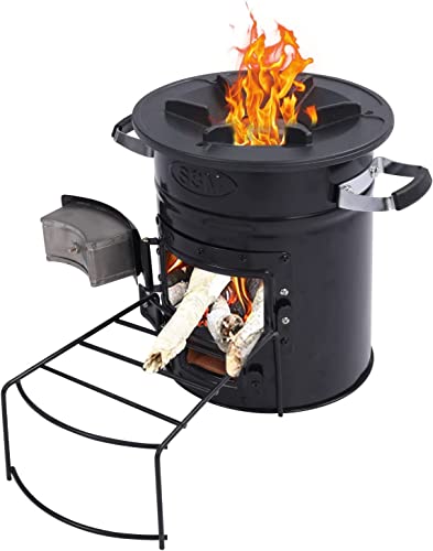 REDCAMP Rocket Stove Wood Stove with Two Doors Portable for Backpacking  Charcoal Camping Stove with Handle and Carry Bag for Outdoor Cooking BBQ RV  Survival Black with 10.2 Inch Stove Plate : Amazon.de: Everything Else