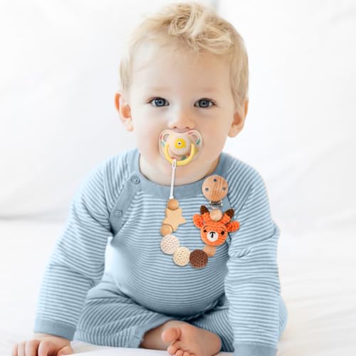 Image of Pacifier Clip, Cute Animal Pacifier Holder Clip for Boys and Girls, Most Pacifiers, Baby Teethers, Baby Shower and Baby Essentials(Deer)
