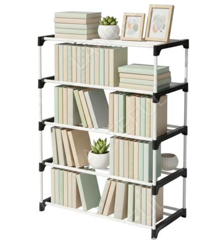 Image of 5 layer Bookshelf, Kids Rack Showcase for Home Plastic, Open Book Self for Home, Book Shelves, Book Stand, Sturdy Multi-Level Storage Organizer, Magazines, and Office Supplies, Space-Saving Design