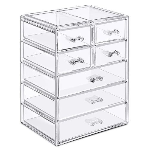 La Mejor Selección de Organizadores de cosméticos disponible en línea. 46 Sorbus Acrylic Makeup Organizer - Organization and Storage Case for Cosmetics Make Up & Jewelry - Big Clear Makeup Organizer for Vanity, Bathroom, College Dorm, Closet, Desk (3...