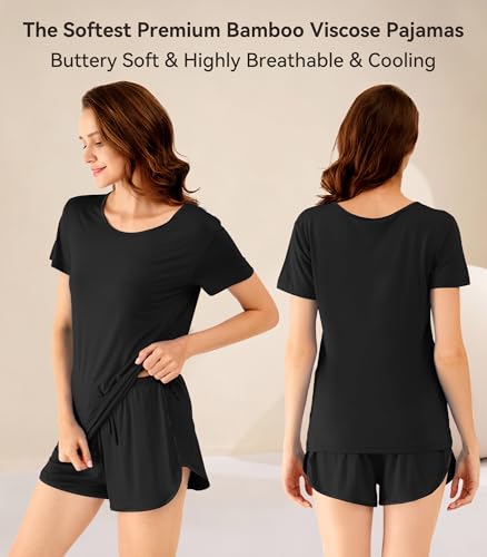 Image of WiWi Viscose from Bamboo Pajamas Set for Women Super Soft Short Sleeve Cooling Summer Plus Size Pjs Sets Sleepwear S-4X
