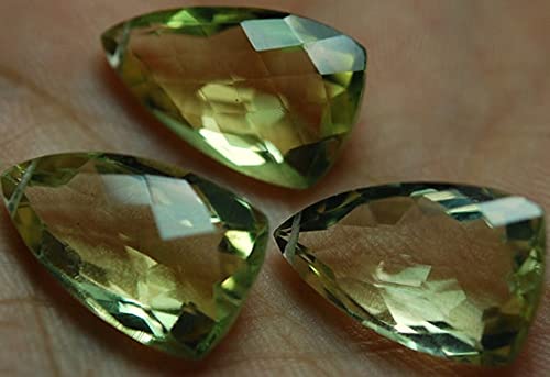 Quartz Citron Vert de Qualité Supérieure Tailled en Trillion pour Haute Joaillerie DIY