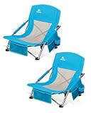 Abahub Silla Playa Plegable Ligera Respaldo Bajo con Bolsa, 2 Piezas