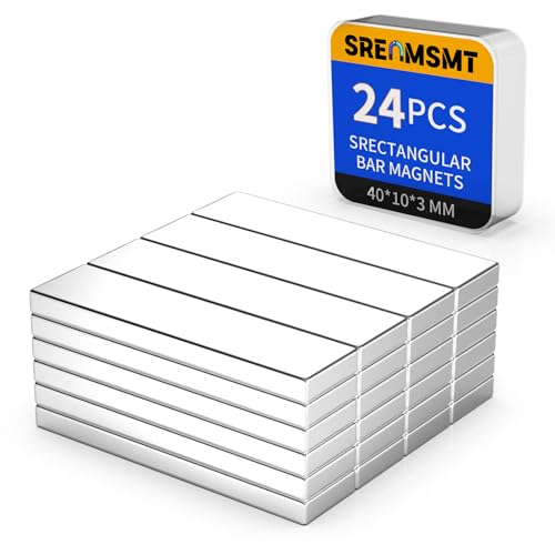Image of Powerful Neodymium Bar Magnets, 24 Pack Heavy Duty Magnet, 40x10x3 mm | Rare Earth Magnets, Rectangular Magnets, Small Magnet Strong for Fridge, DIY, Garage, Kitchen, Science, Craft, Office