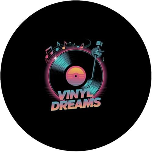 Miniatura 3 de Vinyl Dreams Retro Record Player Music Vibes PopSockets Adhesive PopGrip