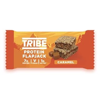 TRIBE High Protein Flapjack Caramel 50g Healthy Snack Bars Vegan Dairy Free Gluten Free Pack of 12 Bars