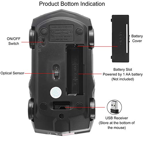 Chuyi Cool Sports 3D Car Shape Wireless Mouse Optical Cordless Mice With Usb Receiver For Office School Home Travel For Pc Laptop Computer Gift (Black-1 Pack) #TOP5