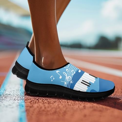 Howilath Music Note Piano Slip on Loafers for Women Running Sneakers Hands Free Shoes with Anti-Slip Sole2