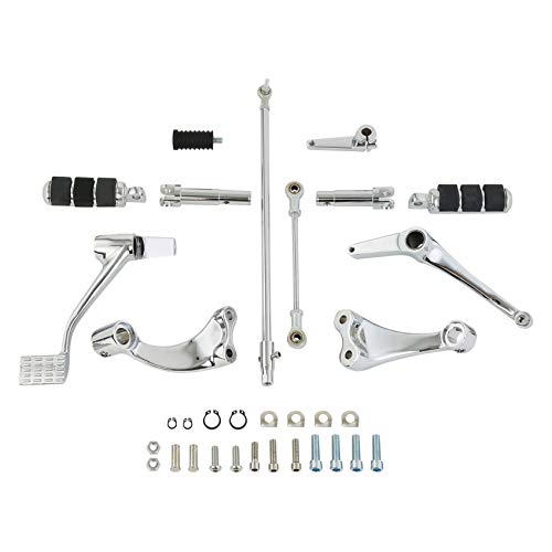 TCMT Vorwärtssteuerungen Rasten Hebel Gestänge Passend für Harley Sportster XL 1200 883 2014-2020 (Stil B Chrom)