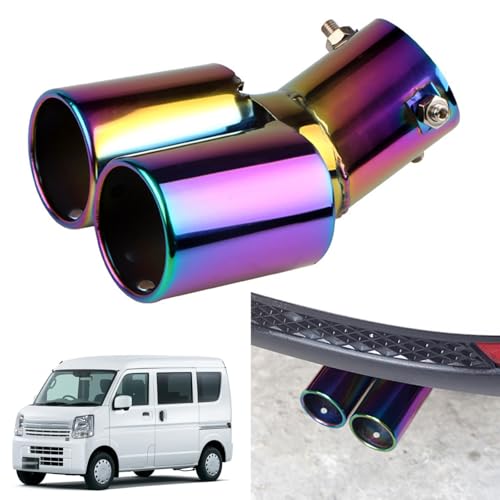 マフラー カッター 2本出し スズキ エブリイ/エブリイワゴン DA17V/DA17W型 2015年2月~現行専用 車のテールパイプ カスタム 排気口 排気管 パーツ ステンレス鋼 塗装工程 防錆 防食 真っ直ぐな口 曲がった口 テールパイプ 排水穴付き