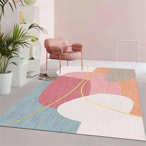 Tapis de salon lavable en machine bleu 90x180cm doux et durable