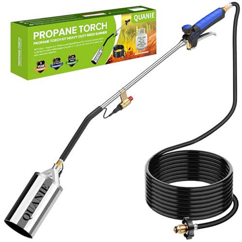 Propane Torch Weed Burner Kit,High Output with Self Igniter and Turbo Trigger,Heavy Duty Blow Torch with 10FT Hose,Flamethrower for Weeding,Roofing,Melting Snow,Road Paint Removing