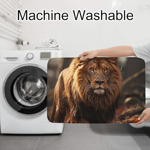 Tapis de bain absorbants Lion Image ensemble 3 pièces avec contour WC U