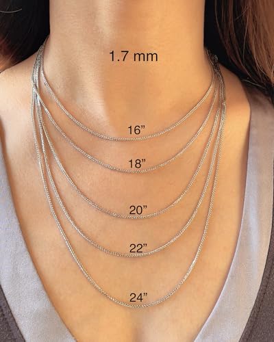 JEWELHEART 14K Gold Square Wheat Chain 1.7mm 2.2mm White Real Gold Chains For Men Diamond Cut Braided Franco Chain Necklace For Women with Lobster Clasp 16" 18" 20" 22" 24"2