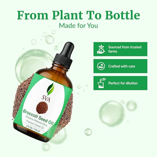 Image of SVA Broccoli Seed Carrier Oil, Glass Bottle with Dropper, 4 Fl Oz (118 ml)
