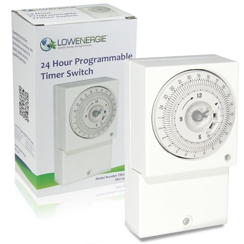 LOWENERGIE 24hr Mechanical Wall Timer Switch 16A Hardwired Control for Immersion Heaters Lighting Fans & Energy Storage Systems (3000W Max Load)