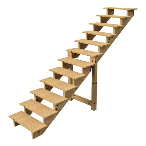 BERLIN Escalier extérieur bois, h207cm - 12 marches, L80cm SANS Contre Marche