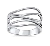 CloseoutWarehouse Sterling Silver Crooked Lines Filigree Ring (Sizes 5-15)